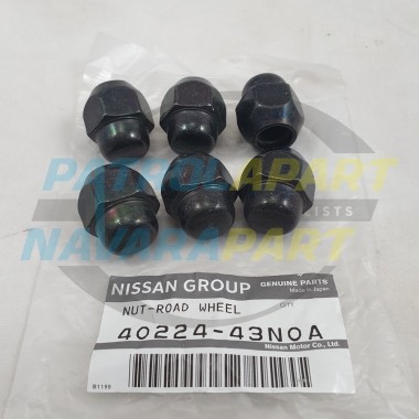 Genuine Nissan Navara Black Dome Wheel Nut Closed End Set 6