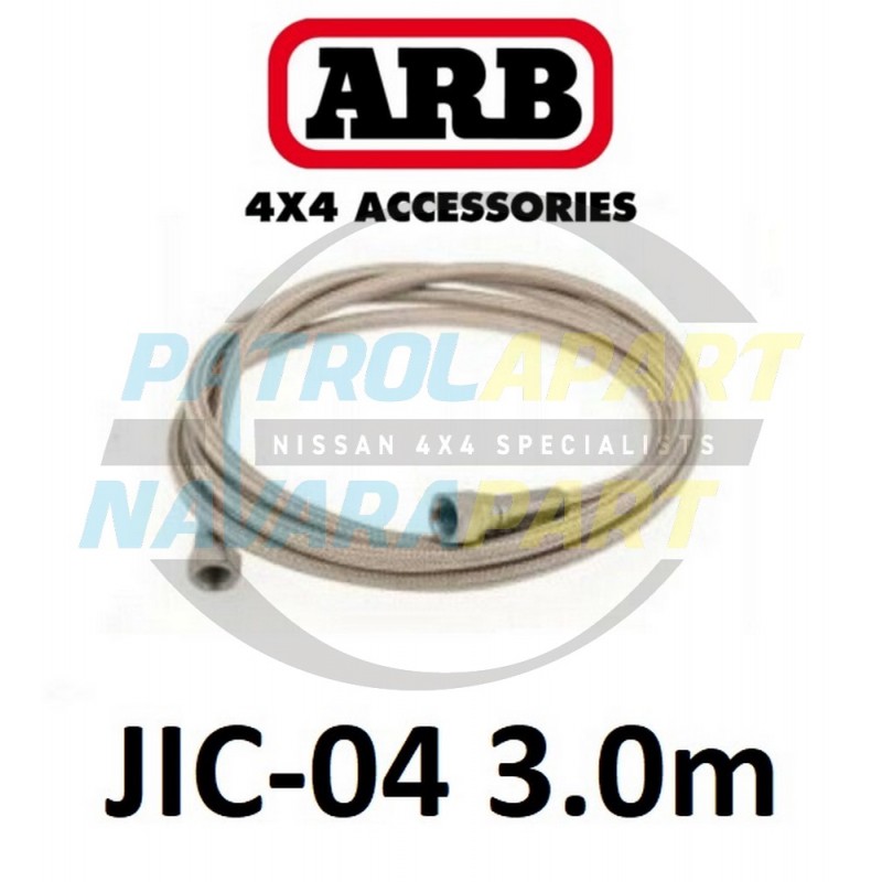 ARB Stainless Braided Air Hose 3.0m JIC-04 Fitting 37 Degree Flare