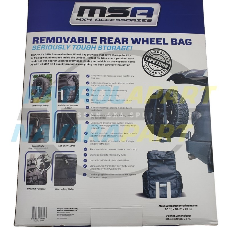 MSA Rear Wheel Bag for recovery gear or rubbish *NEW MODEL*
