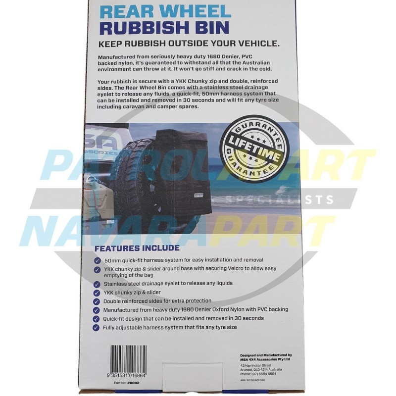 MSA Rear Wheel Rubbish Bin Bag *NEW MODEL*