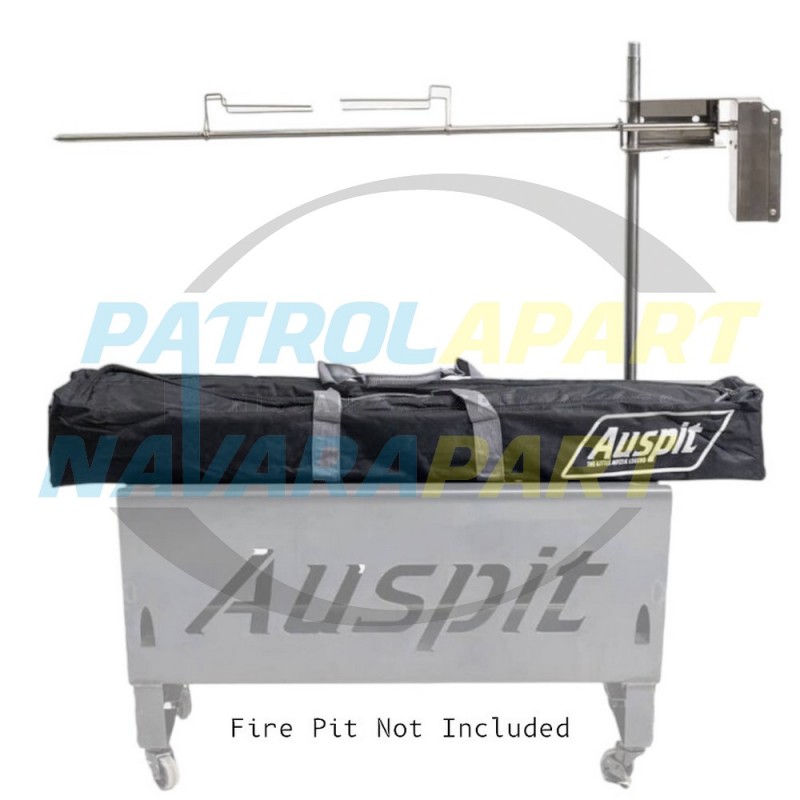 Auspit Stainless Steel BBQ Rotisserie Spit Kit for Camping & 4wding