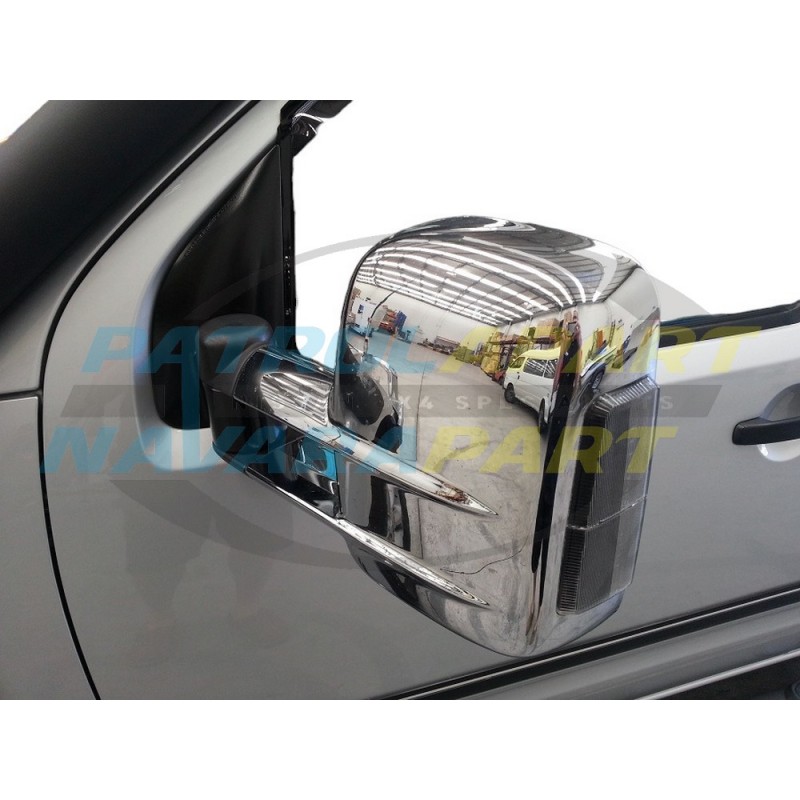 Clearview Chrome Towing Mirrors with Indicators for Nissan Navara D40