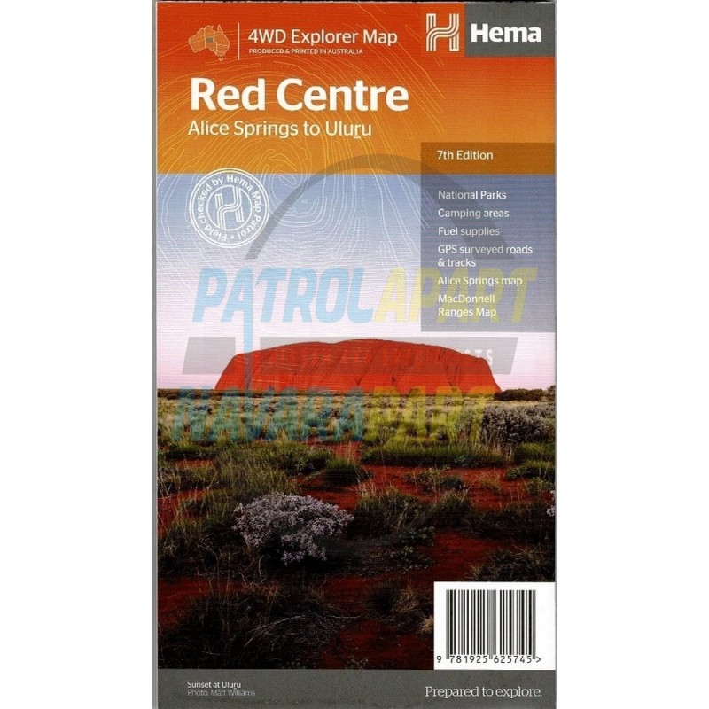 Red Centre Map Hema Maps - Alice Springs to Uluru