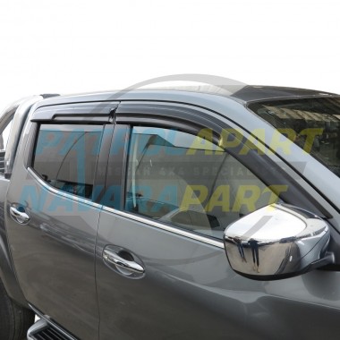 Premium Tinted Slimline Weathershield Set 4 fits Nissan Navara D23 NP300 Dual Cab Models