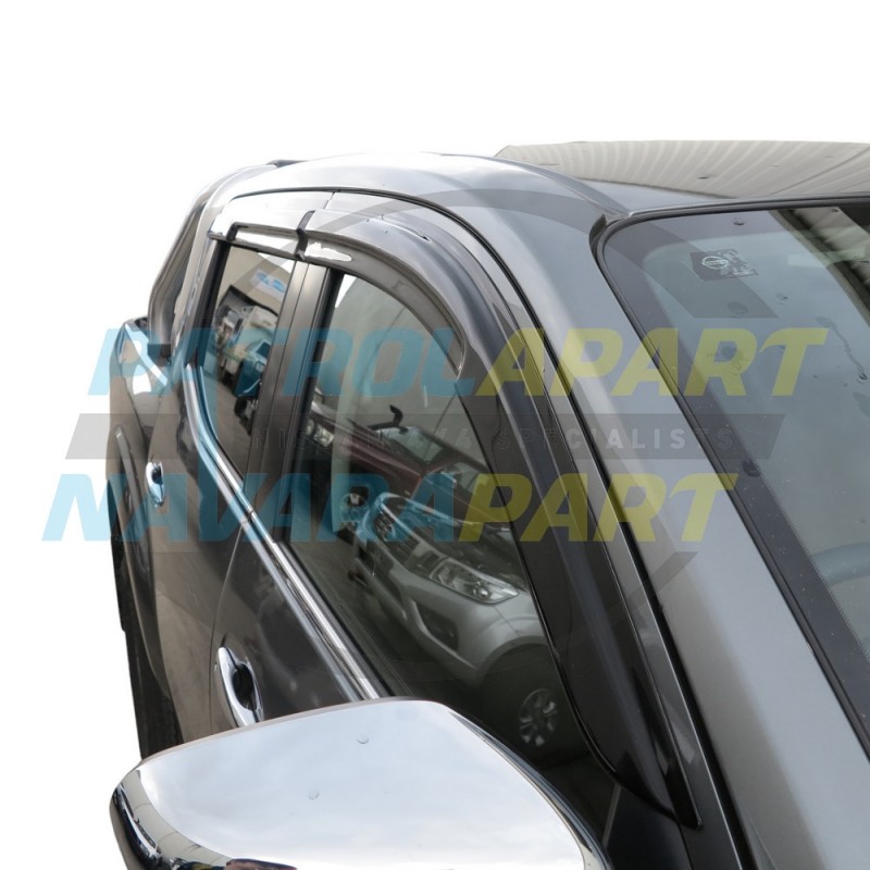 Premium Tinted Slimline Weathershield Set 4 fits Nissan Navara D23 NP300 Dual Cab Models