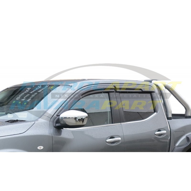 Premium Tinted Slimline Weathershield Set 4 fits Nissan Navara D23 NP300 Dual Cab Models