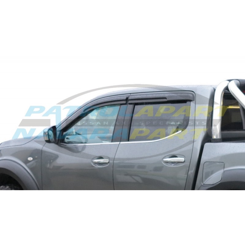 Premium Tinted Slimline Weathershield Set 4 fits Nissan Navara D23 NP300 Dual Cab Models