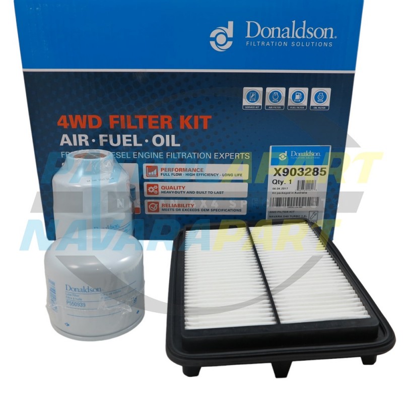 Donaldson Air Fuel Oil Filter Kit fits Nissan Navara D40 Thai MNT YD25