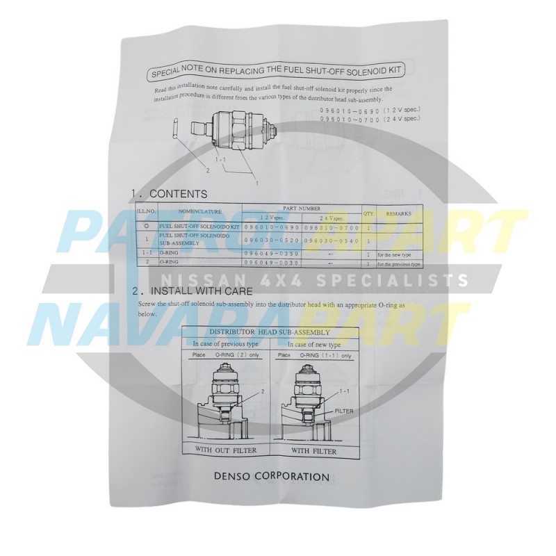 Denso Injector Pump Stop Solenoid suits Nissan Navara D22 TD27