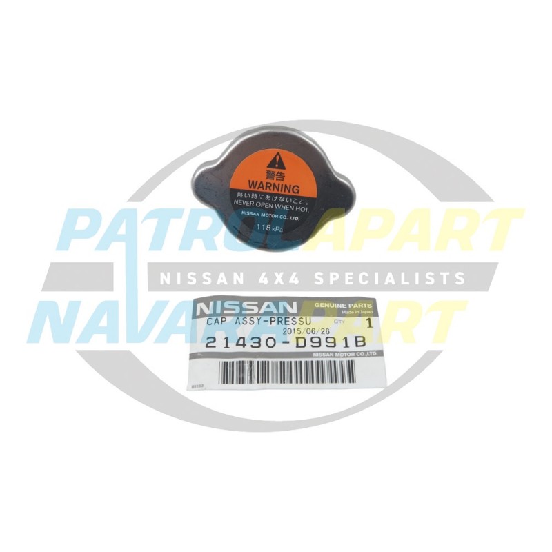 Genuine Nissan Navara D40 V9X STX-550 118Kpa 1.2 Radiator Cap