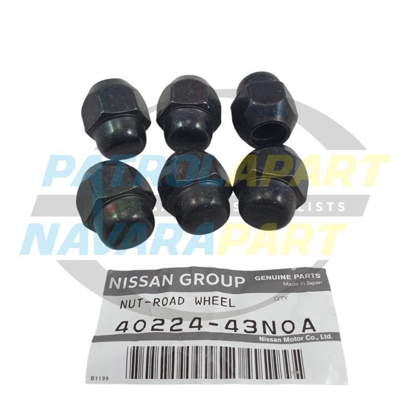 Genuine Nissan Navara Black Dome Wheel Nut Closed End Set 6