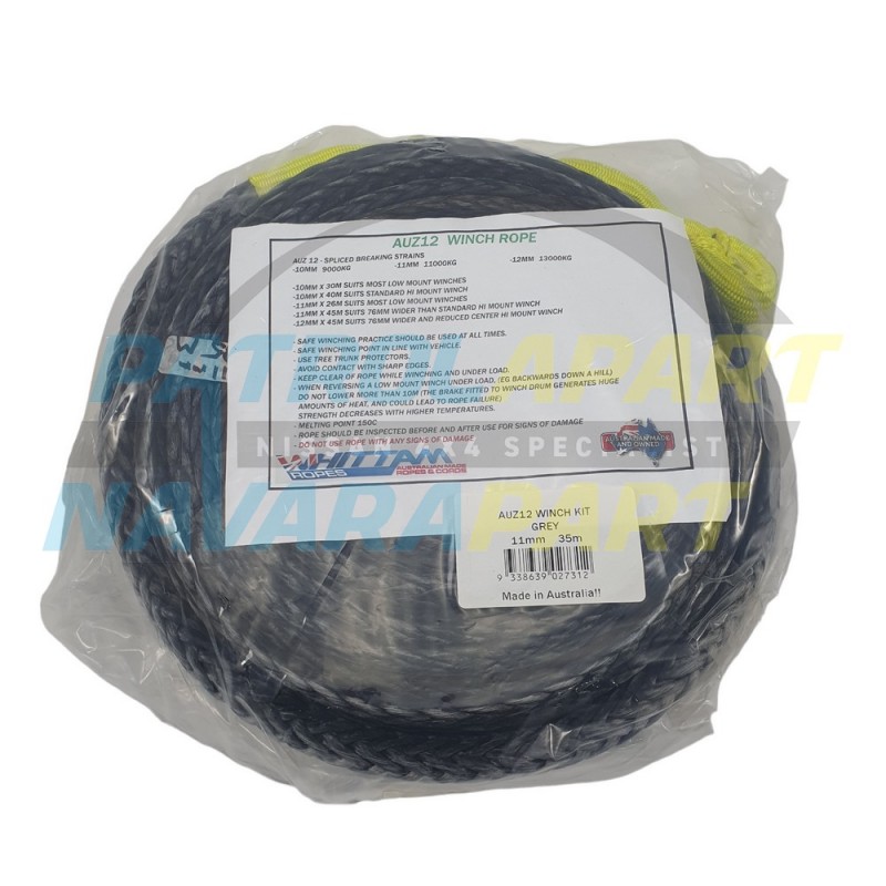 AUZ12 Winch Rope 11mmx35m - Warn M8274 High Mount STD Drum